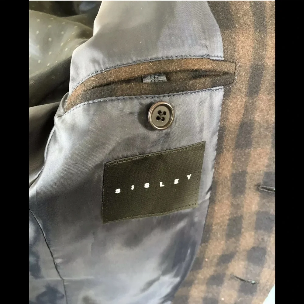 Sisley checked wool‎ blend blazer jacket Size US 42